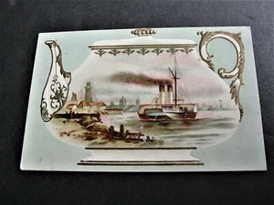 Victorian Ephemera 1800 - Litografiado, barco pequeño - tarjeta comercial - café león. - Imagen 1 de 4