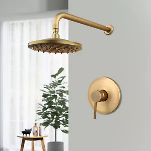 Antique Brass Rain Shower Head Bath Faucet Set Tub Spout Hand Spray Wall Mounted - Bild 1 von 8