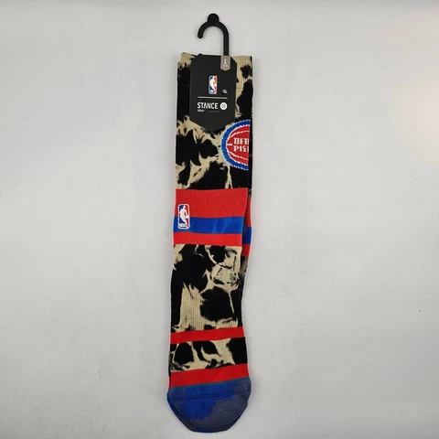 Detroit Pistons NBA Stance Crew Socks Large 9-12 Acid Wash Logo Black Blue Red Cover
