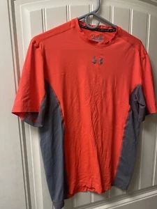 Under Armour Heat Gear Youth Boys Fitted Shirt Orange Gray Size XL - Picture 1 of 4