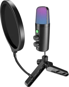 USB Condenser Microphone with Tripod Stand & Pop Filter for PC, Mac - Picture 1 of 5