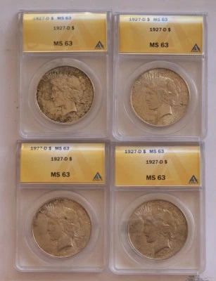 1927-D Peace Silver Dollar ANACS MS-63 4-Coin Set Cert200-204 Deal You Cant Miss - Image 1 of 4