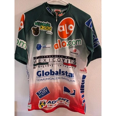 Camiseta de ciclismo World Jerseys verde vermelha com zíper masculina tamanho 38 - Imagem 1 de 4