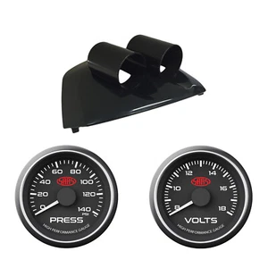FORD FG Falcon XR6 XR8 CLIP-IN DUAL GAUGE POD W/ Black OIL PRESS & VOLTS GAUGES - Picture 1 of 11