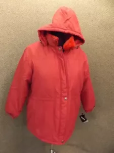Totes NEW NWT Red Faux Fur Collar Hooded Anorak Coat Water Resistant Womens 2X - Picture 1 of 8