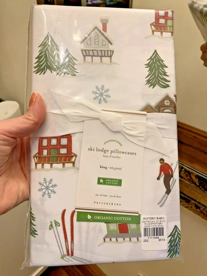 Funda de Almohada de Vacaciones de Granero de Cerámica REY Esquí Cumpleaños Navidad Disney Regalo SET 2 h Foto 1 de 4