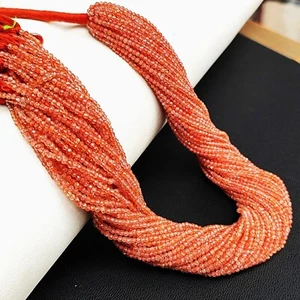 Gemas de piedra solar natural tamaño 2 mm facetadas redondas cuentas para hacer joyas hilo de 13" - Imagen 1 de 9