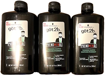 3 Pack NEW Schwarzkopf Got2b Phenomenal - Thickening Shampoo - 16.9 FL OZ Each - Image 1 of 2