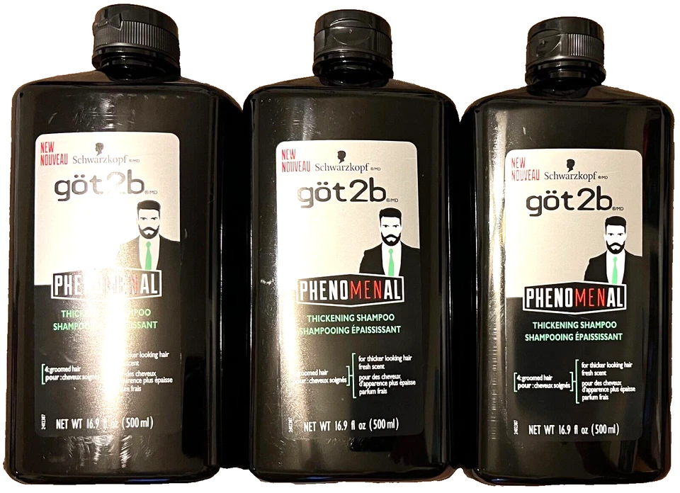 3 Pack Schwarzkopf Got2b Phenomenal - Thickening Shampoo - 16.9 FL OZ Each