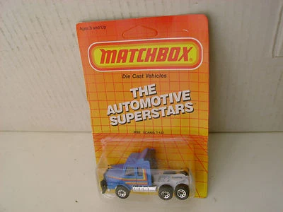 1987 MATCHBOX SUPERFAST #8 MB8 BLUE SCANIA T-142 TRACTOR TRUCK NEW ON CARD - Image 1 of 3