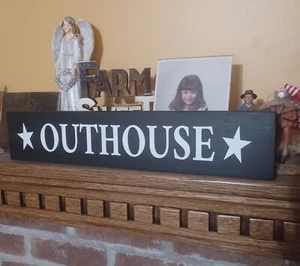 OUTHOUSE Rustic Primitive Farmhouse Handcrafted Sign Country Décor - Picture 1 of 3