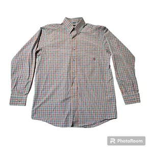 ARIAT Pro Series Blue Orange Plaid Button Down Work Shirt Embroidered Medium - Picture 1 of 11