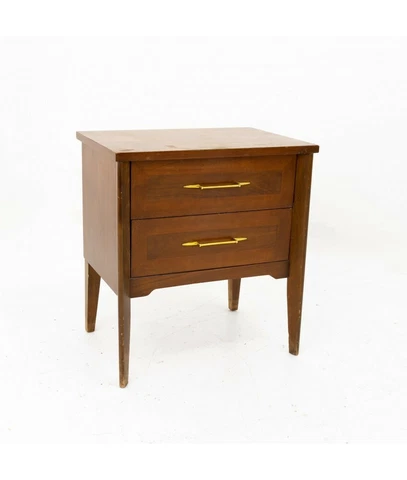 Harmony House Mid Century Walnut And Brass 2 Drawer Nightstand Cover