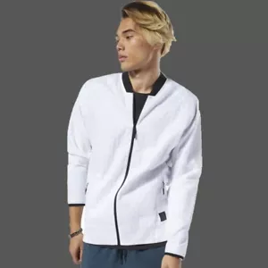 Reebok Bomber Jacket. Men's . NWT. XLarge. White. Black. Lightweight. - Picture 1 of 8