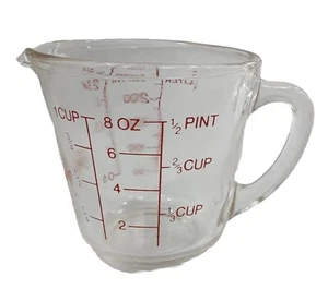 Vtg 60s Glass Fire King Measuring 1 Cup #496 1/4 Liter Graduated Cook Baking MCM - Picture 1 of 9