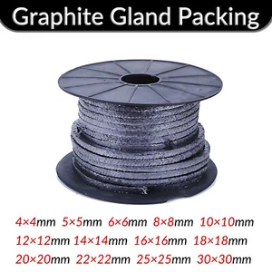 Graphite Gland Packing (Various Sizes, Sold Per Metre) 4/5/6/8/10/12/14/16 ~30mm - Picture 1 of 20
