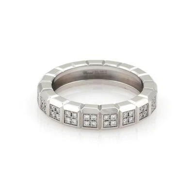Chopard Diamond 18k White Gold 4.5mm Wide Cube Design Band Ring Size 5.75 — 第 1/4 张图片