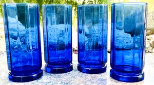 Anchor Hocking Essex Tumblers Cobalt Blue 6.5" Set Of 4 Excellent Condition! VTG - Picture 1 of 9