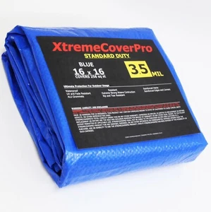 16'x16' Standard Duty All Purpose 3.5 Mil Blue Tarp