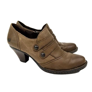 #BORN Shoes Womens 7.5 Brown Leather Comfort Ankle Heel Zip Comfort Shoes - Picture 1 of 8