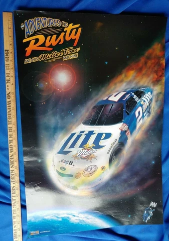 Rusty Wallace NASCAR Adventures of Miller Lite Time Machine Poster Sign Cover