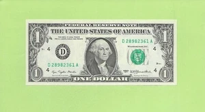1977 ..UNCIRC $1  D 2898 2361 A  .... 1977  $1  D-A     NICE NOTE     FRN - Picture 1 of 2