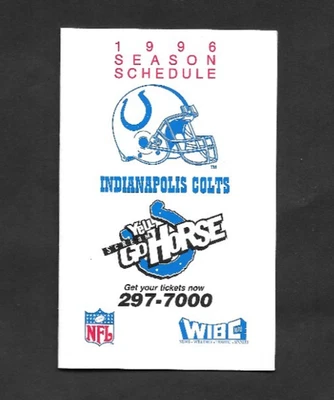 1996 NFL Indianapolis Colts Football Pocket Schedule-WIBC - Image 1 of 2