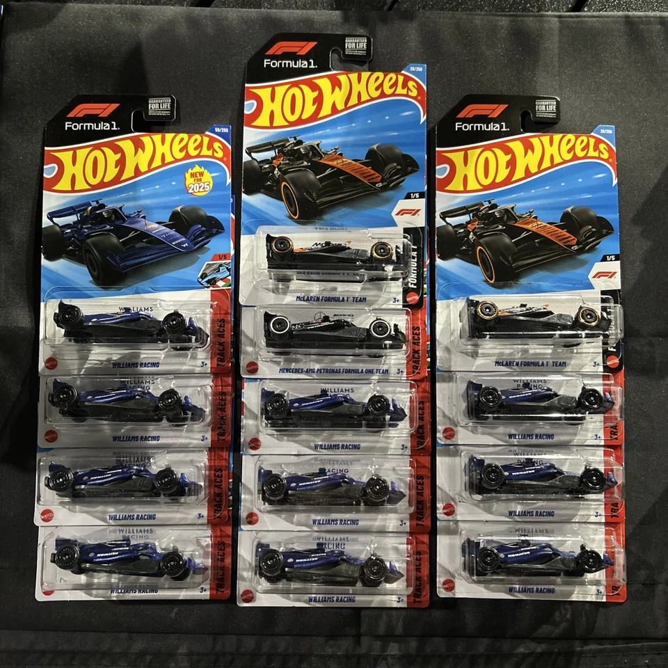 2025 Hot Wheels F1 Williams Racing (10), Mercedes (1) y McLaren (2). Total 13 Foto 1 de 1