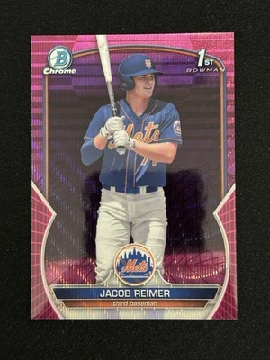 2023 Bowman Chrome Jacob Reimer Fuchsia Pink Vapor Wave Refractor/199 #BCP-181 - Image 1 of 4