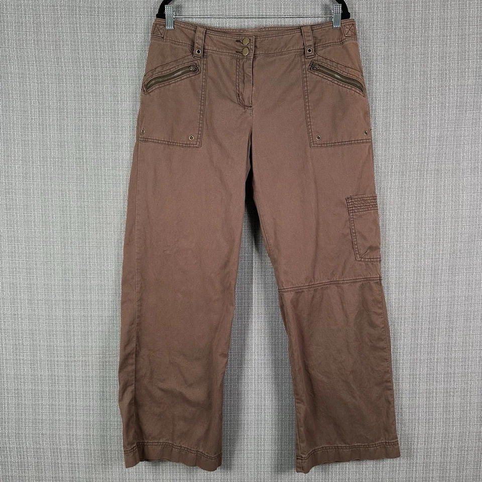 Cabi Cargo Utility Chino Pants Size 14 35xz30 Brown Wide Leg Weekend #399 Rivet - Image 1 of 4