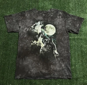 The Mountain Mens Graphic Shirt WOLVES WOLF HOWL Moon Tie Dye Gray USA LARGE - Picture 1 of 7