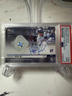2019 Topps Now Fernando Tatis Jr Rookie Auto Base Relic /99 PSA 9 - Image 1 of 3