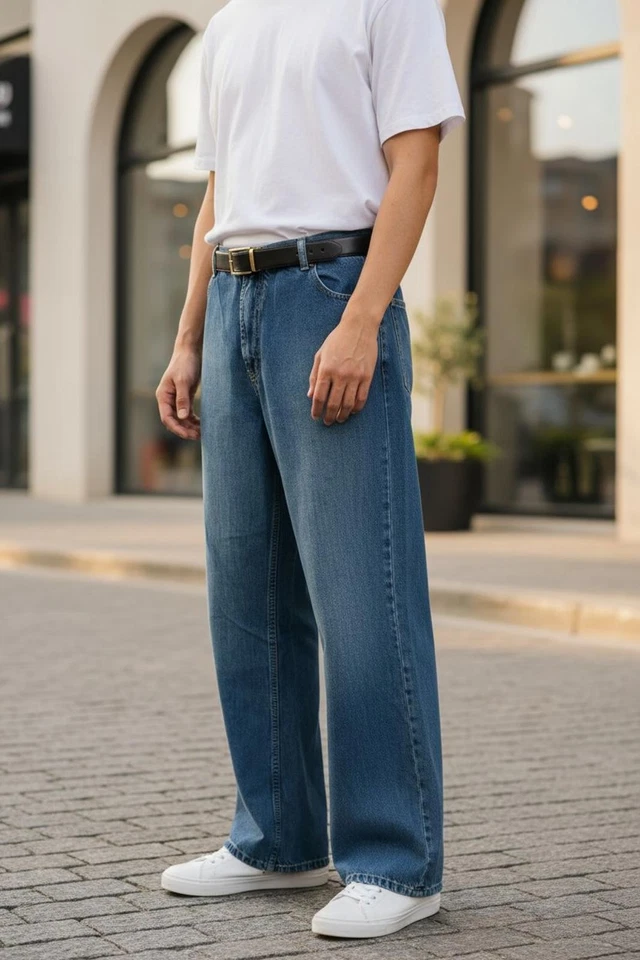 Мужские повседневные джинсы из синей джинсовой ткани с широкими штанинами Nautica  - Изображение 1 из 4