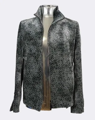 Emporio Armani Grey  Textured Zip Front Jacket RRP £1295 Medium EU48 Black - Image 1 of 4