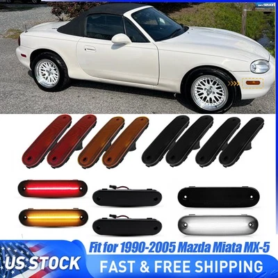 红色/琥珀色 Len 侧后 LED 标记灯外壳 适用于 1990 - 2005 年马自达 Miata MX-5 — 第 1/4 张图片