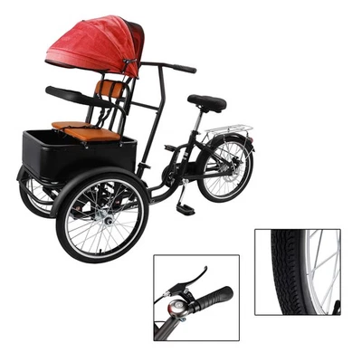 Carrello per Cani Animali Domestici 20 Pollici Triciclo Shopping Tre Ruote Triciclo con Parasole E4 - Immagine 1 di 4