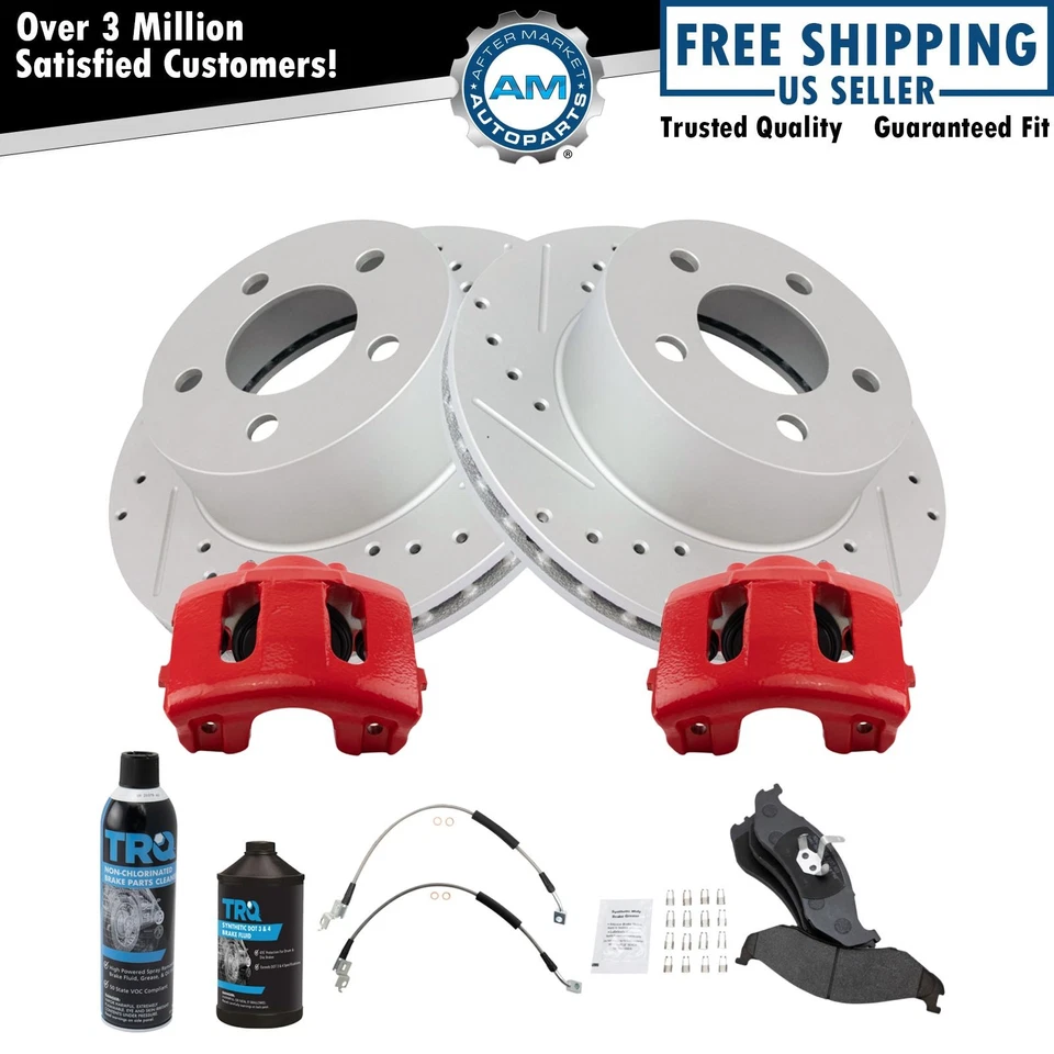 Kit de pastillas de freno delanteras y rotor de rendimiento ranurado para Jeep Foto 1 de 4
