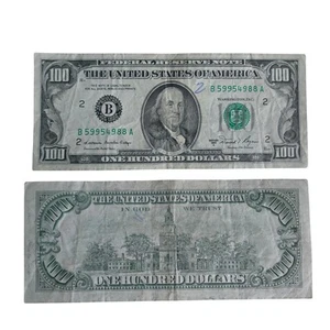Vintage $100 Bill – Series 1981 | Serial B59954988A | New York District | Small - Picture 1 of 3
