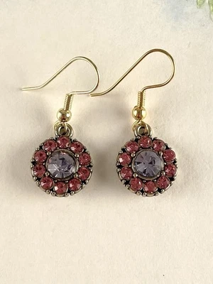 Pendientes de diamantes de imitación oro púrpura rosa para mujer artesanal moda joyería regalos Foto 1 de 4