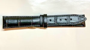 Correa Accutron NEGRA de cuero de grano de cocodrilo firmada con hebilla firmada GF o SS - Imagen 1 de 6