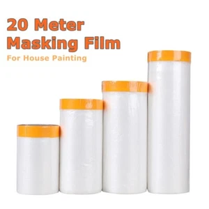 2 Rollen 20m Vorgeklebt Abdeckfolie Klebeband Rolle für Haus Malerei Bett Sofa Abdeckung - Bild 1 von 14