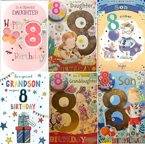 8 Year Old Birthday Card For Son,Daughter,Grandson Various Designs Available. - Picture 1 of 23