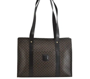 Authentic CELINE Macadam Blason Shoulder Tote Bag PVC Leather Black 3881M - Picture 1 of 10