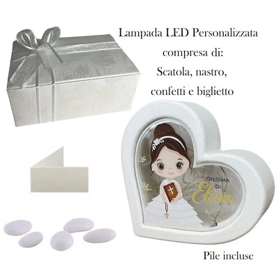 Bomboniera Cresima Bambina Lampada LED personalizzata. Tutto compreso!