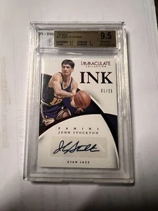 John Stockton 2014-15 Immaculate Collection Ink Red 1/25 Beckett 9.5 - Picture 1 of 5