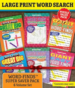 KAPPA Super Saver LARGE PRINT Word Search Puzzle Pack - (Pack of 6) Full Size Bo - Picture 1 of 6