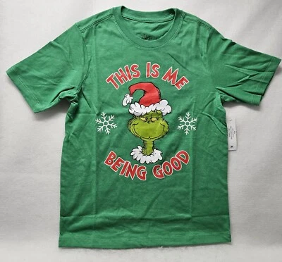 Dr. Seuss The Grinch "This Is Me Being Good" Boys' Graphic T-Shirt Size M(8)/New - Image 1 of 4