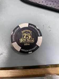 Harley Davidson Daytona 16 Black And White Poker Chip - Picture 1 of 2