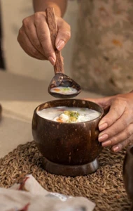 Coconut Shell Soup Bowl & Spoon, 350 ML- Pack of 1 - Picture 1 of 4