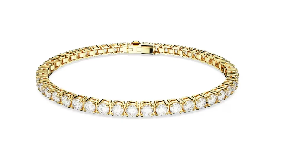 Swarovski - Matrix Tennis bracelet - Round cut,White, Gold-tone plated - Size: S Foto 1 de 1